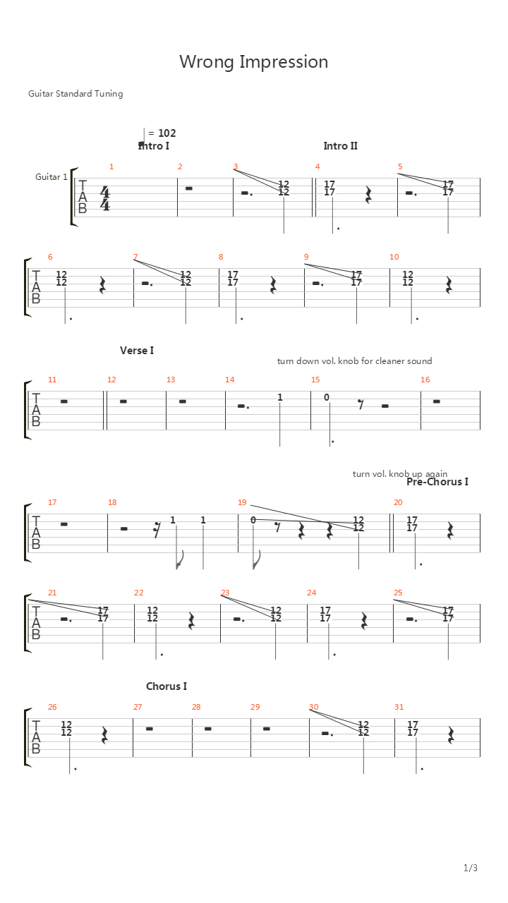 Wrong Impression吉他谱