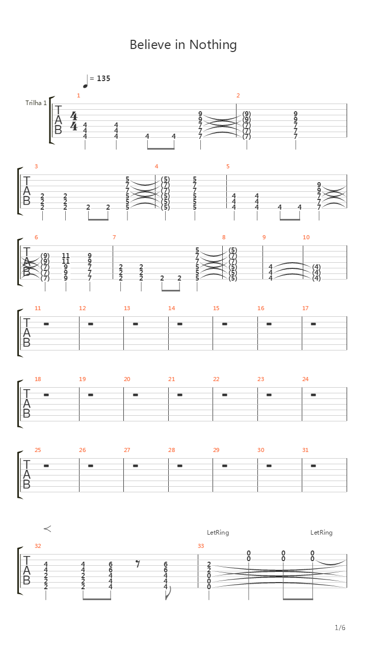 Believe In Nothing吉他谱