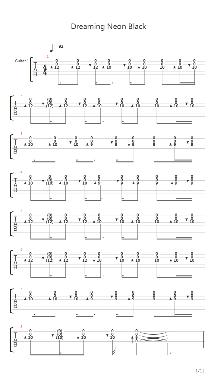Dreaming Neon Black吉他谱