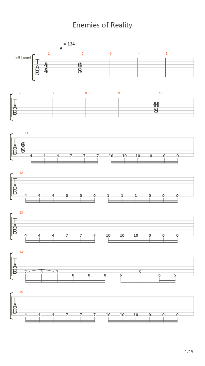 Enemies Of Reality吉他谱