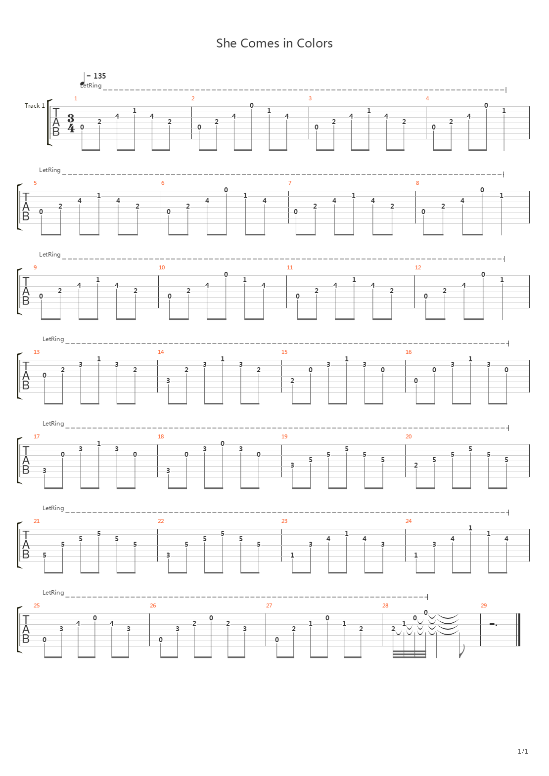 She Comes In Colors吉他谱