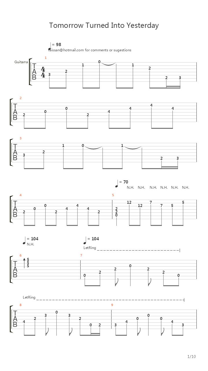 Tomorrow Turned Into Yesterday吉他谱