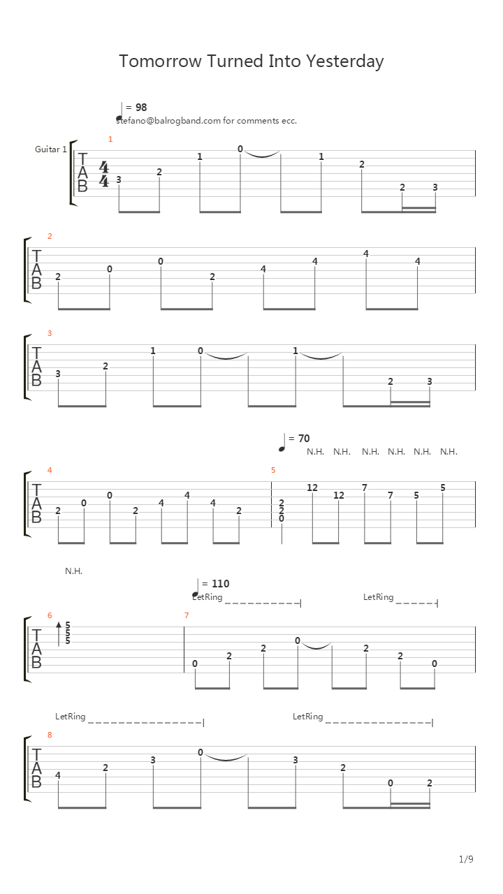 Tomorrow Turned Into Yesterday吉他谱