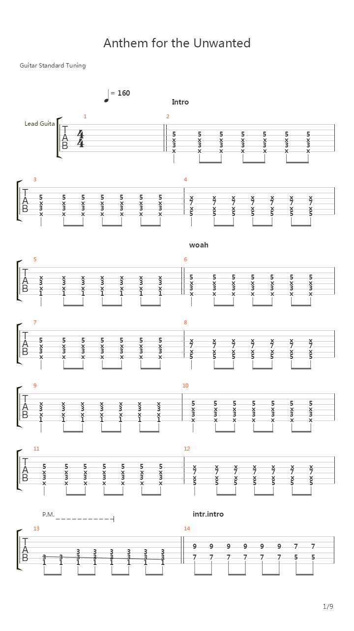 Anthem For The Unwanted吉他谱