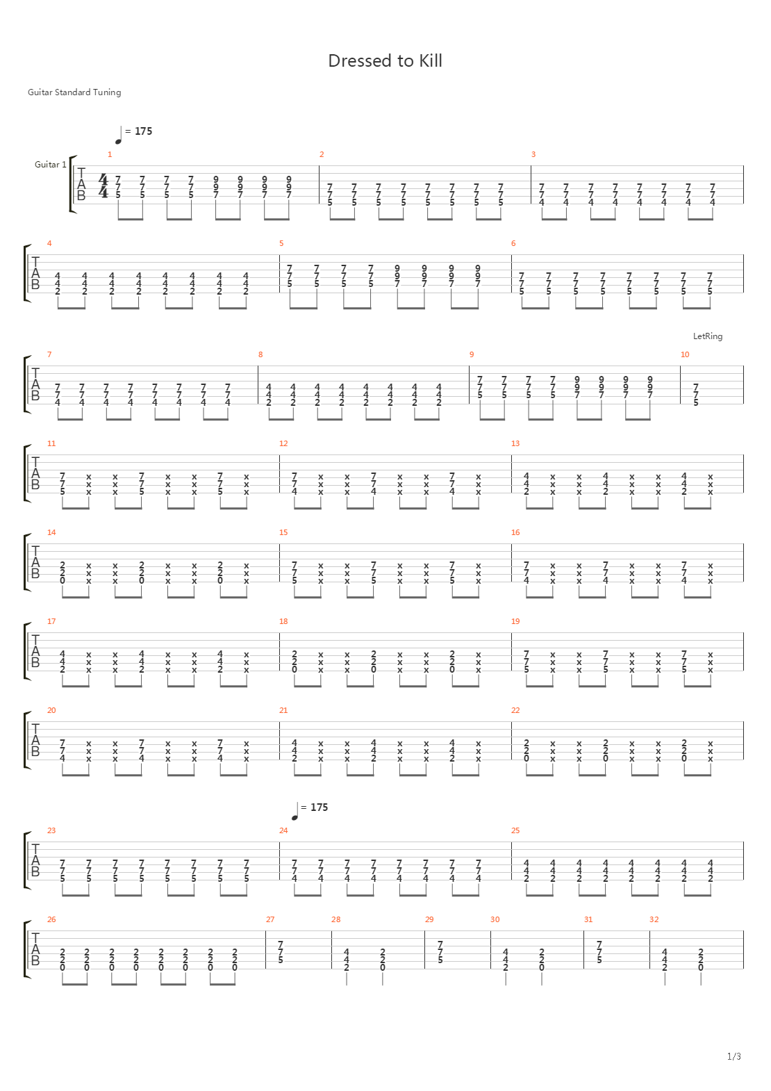 Dressed To Kill吉他谱
