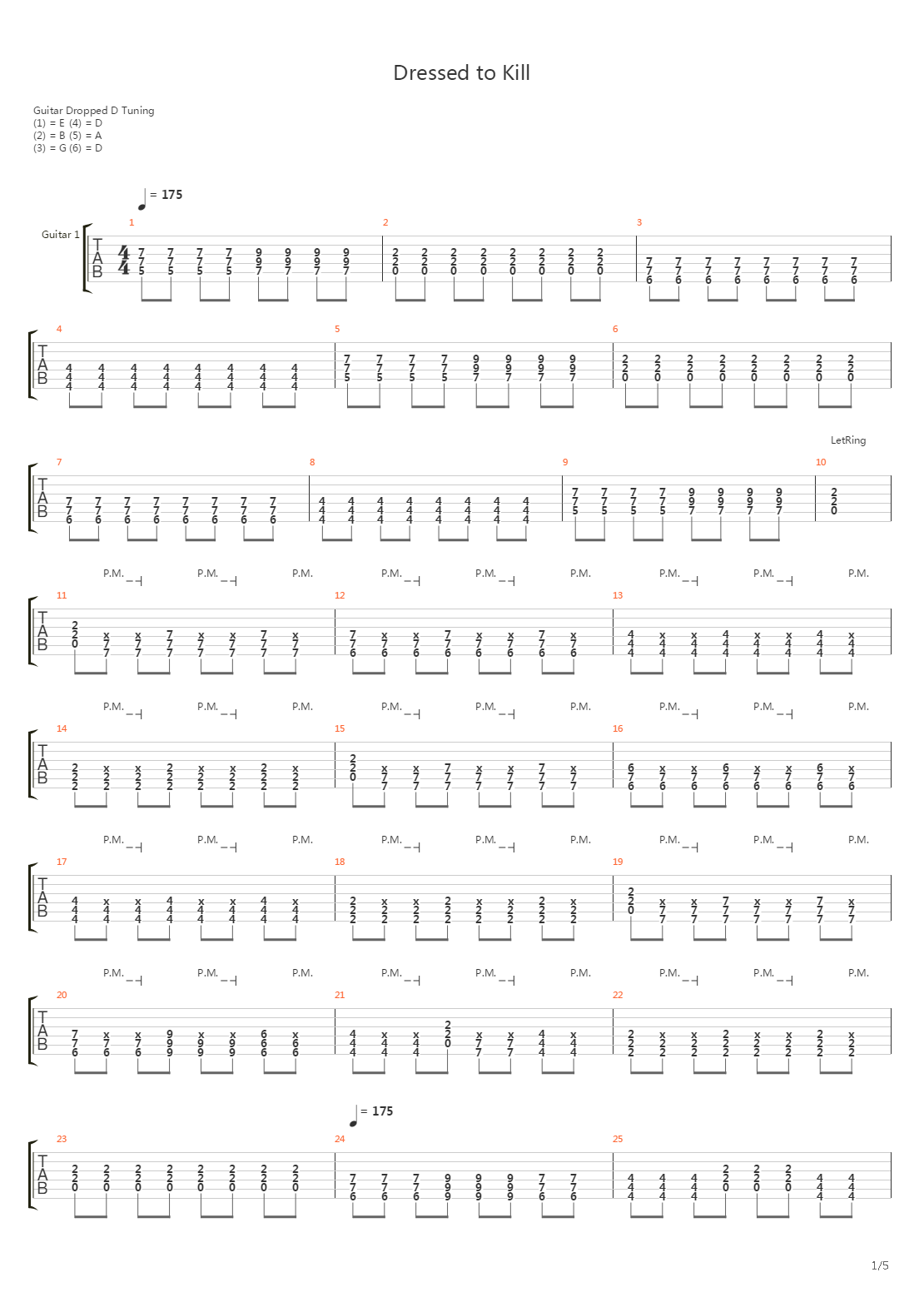 Dressed To Kill吉他谱