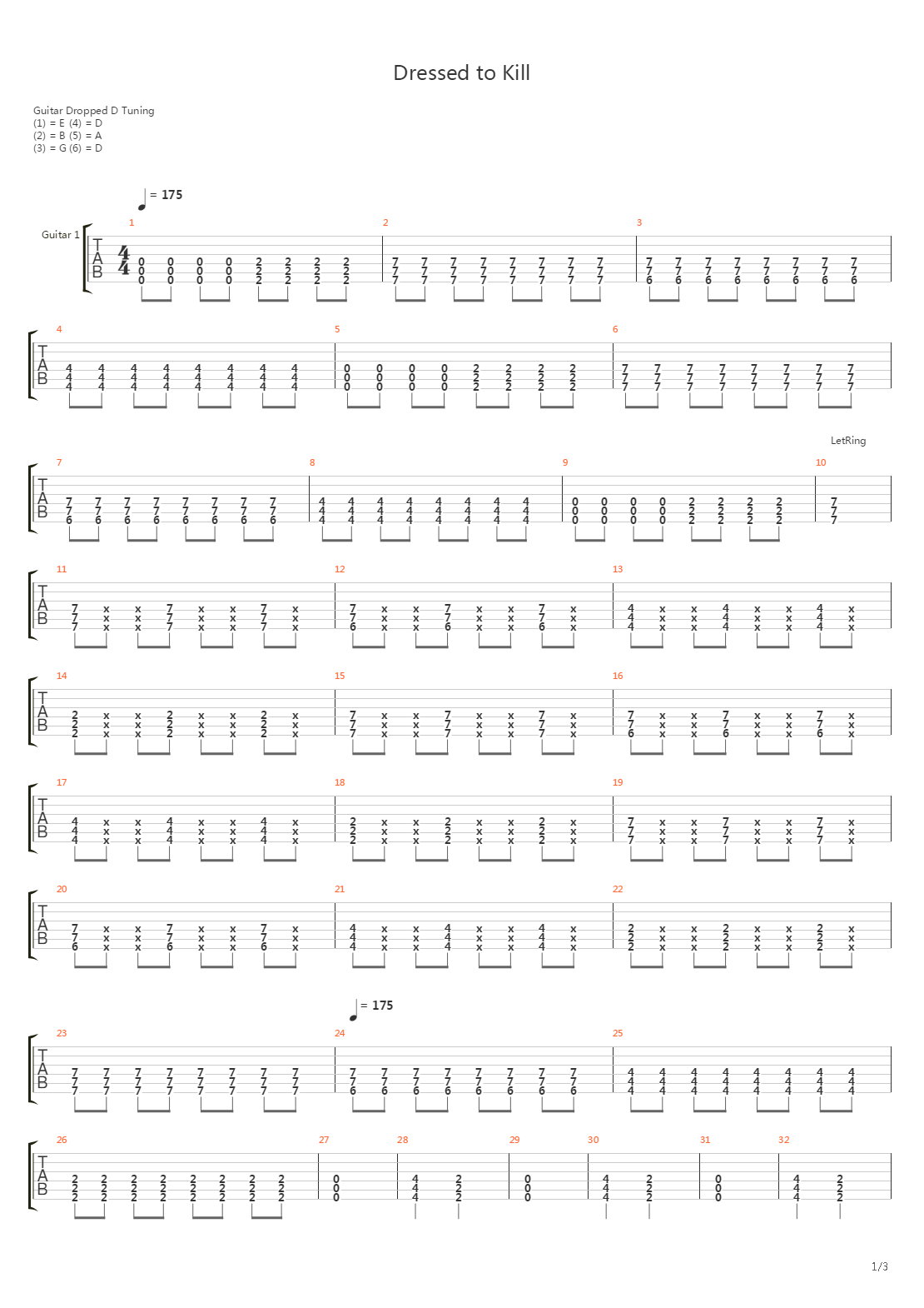 Dressed To Kill吉他谱