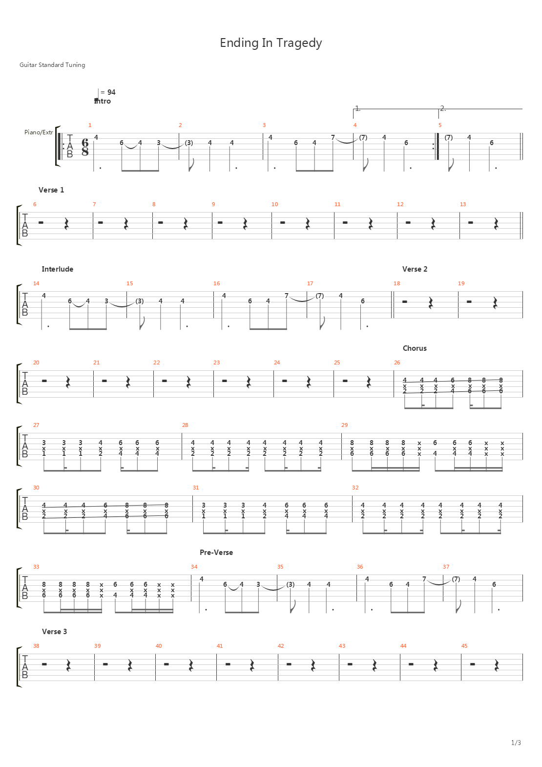 Ending In Tragedy吉他谱