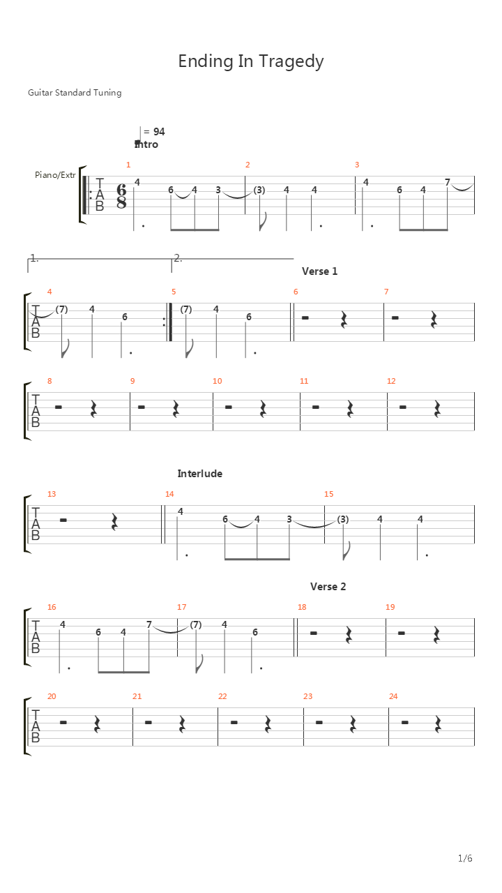 Ending In Tragedy吉他谱