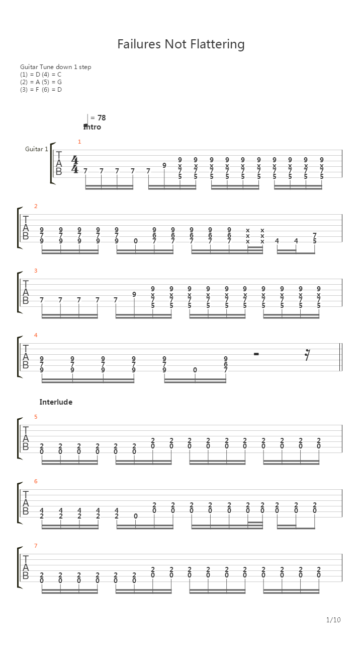 Failures Not Flattering吉他谱