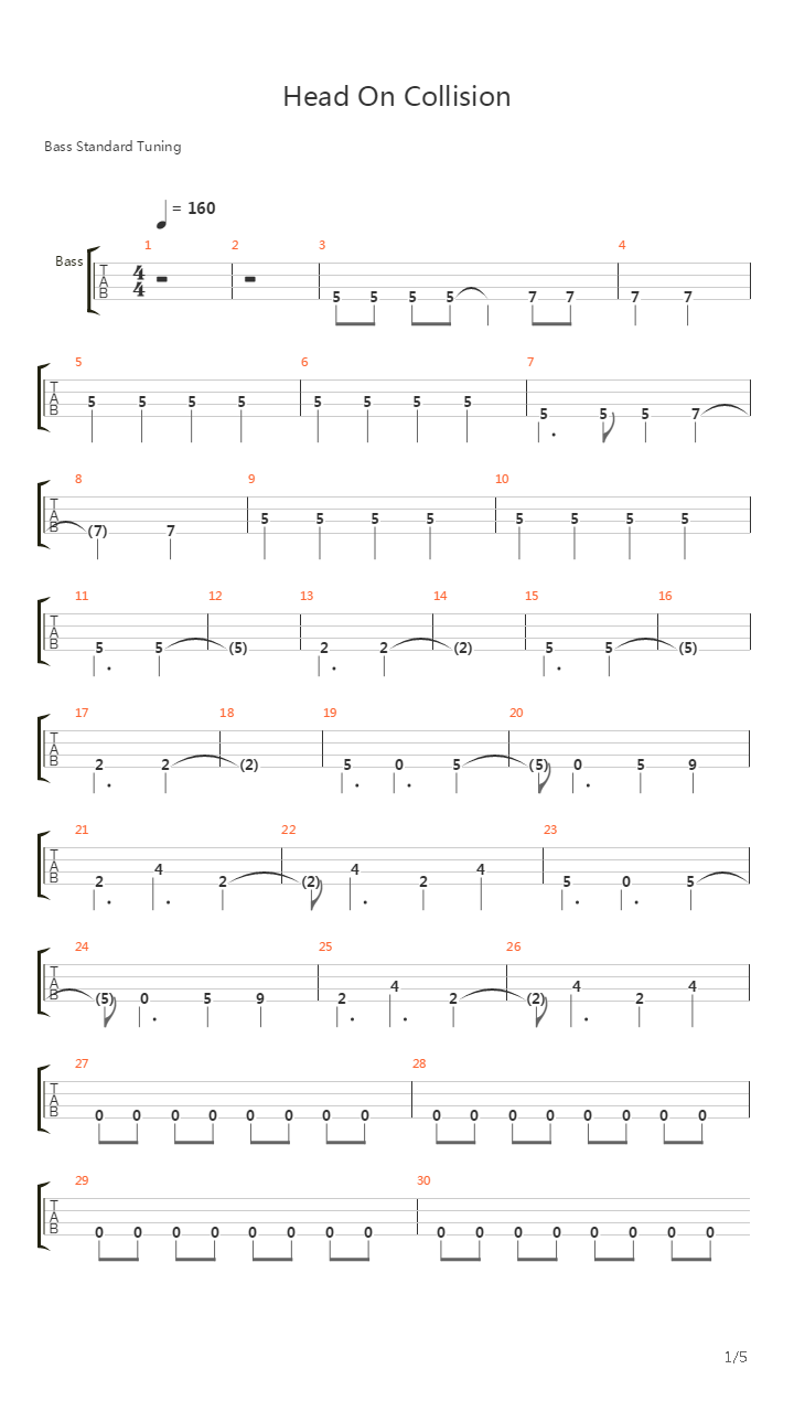 Head On Collision吉他谱