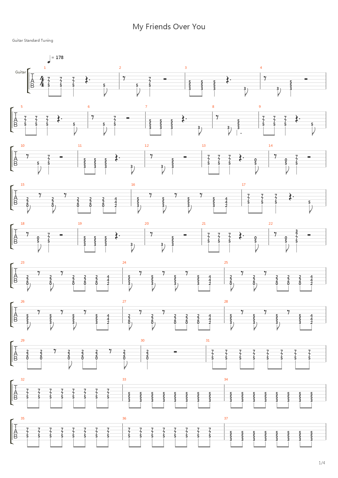 My Friends Over You吉他谱
