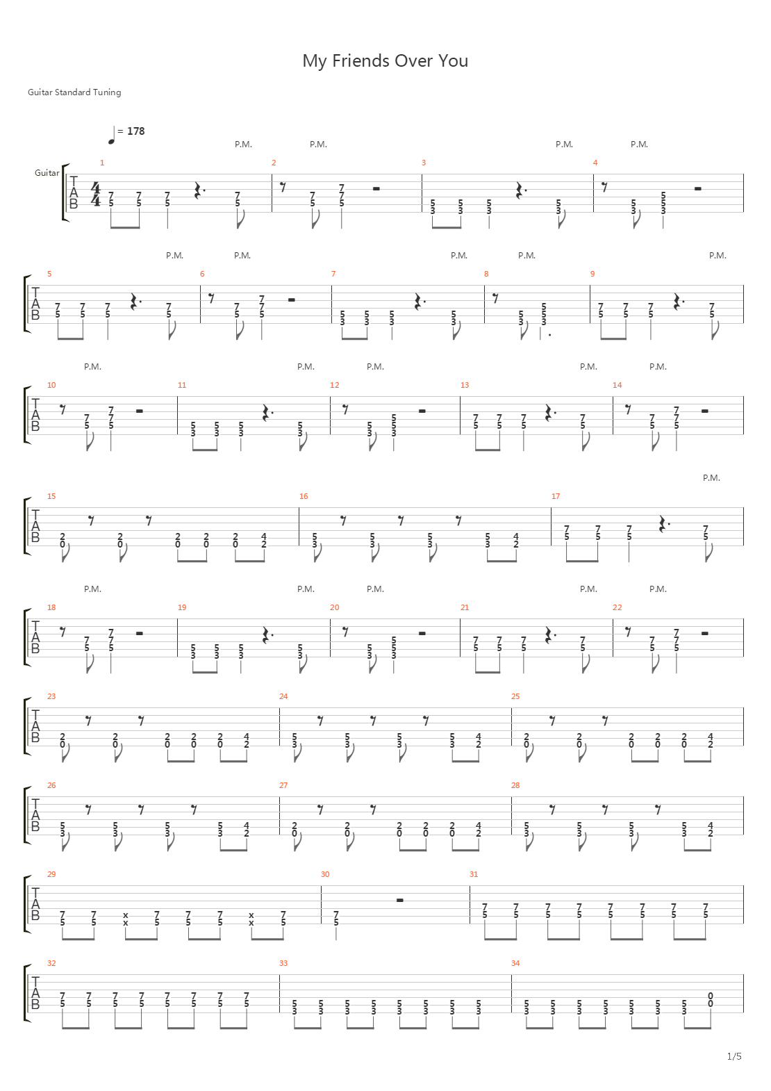 My Friends Over You吉他谱