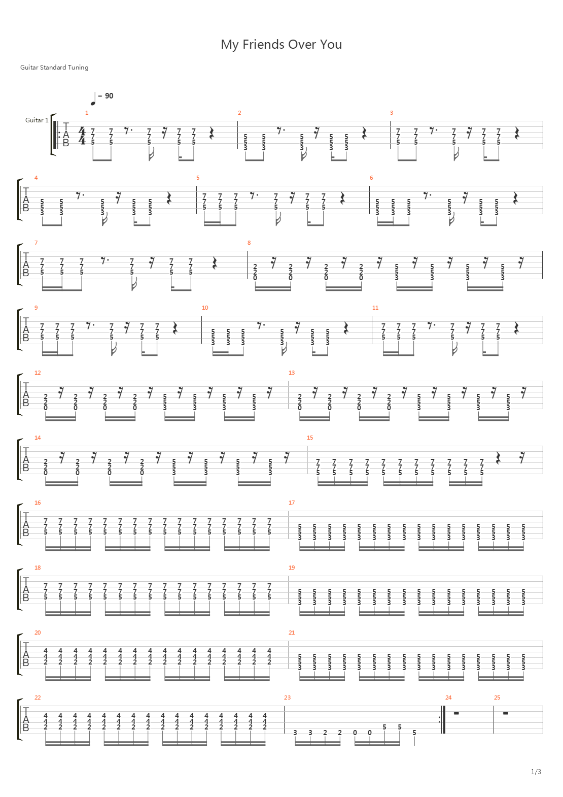 My Friends Over You吉他谱