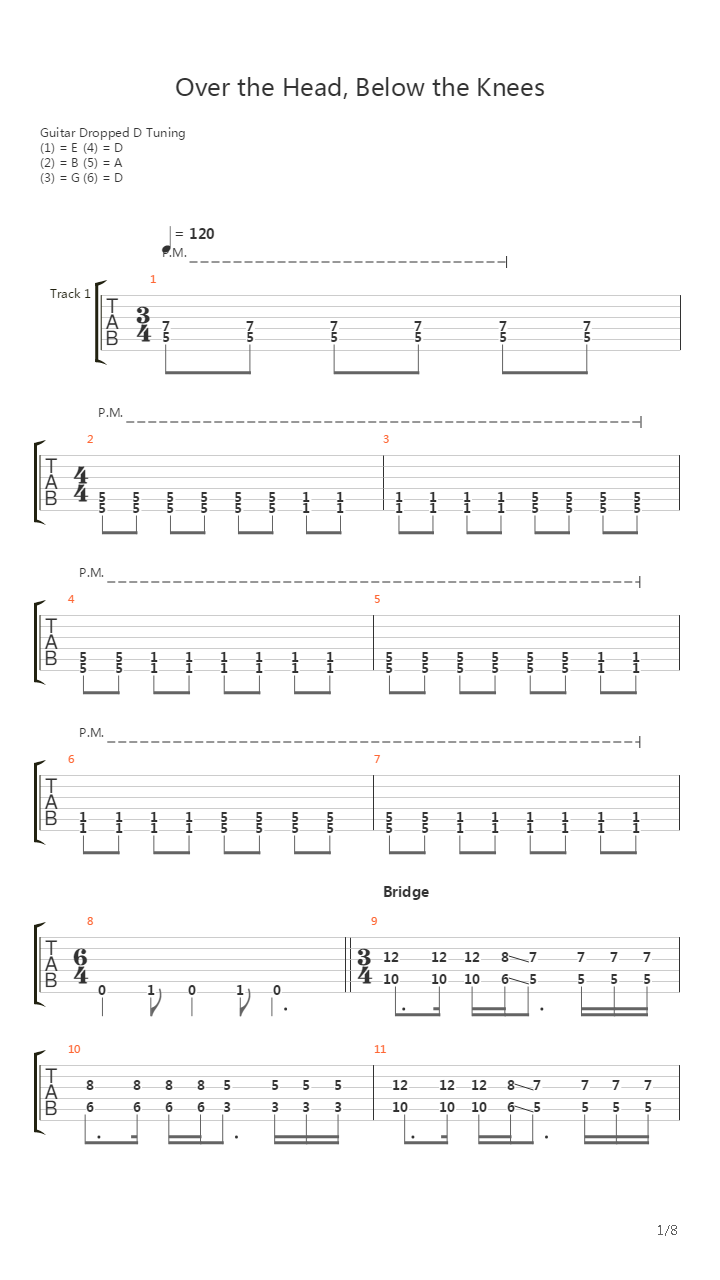 Over The Head Below The Knees吉他谱