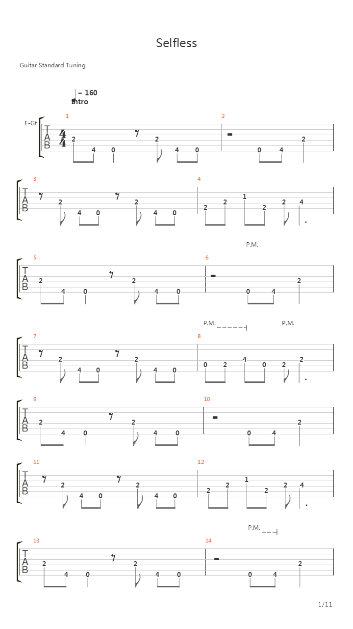 Selfless吉他谱