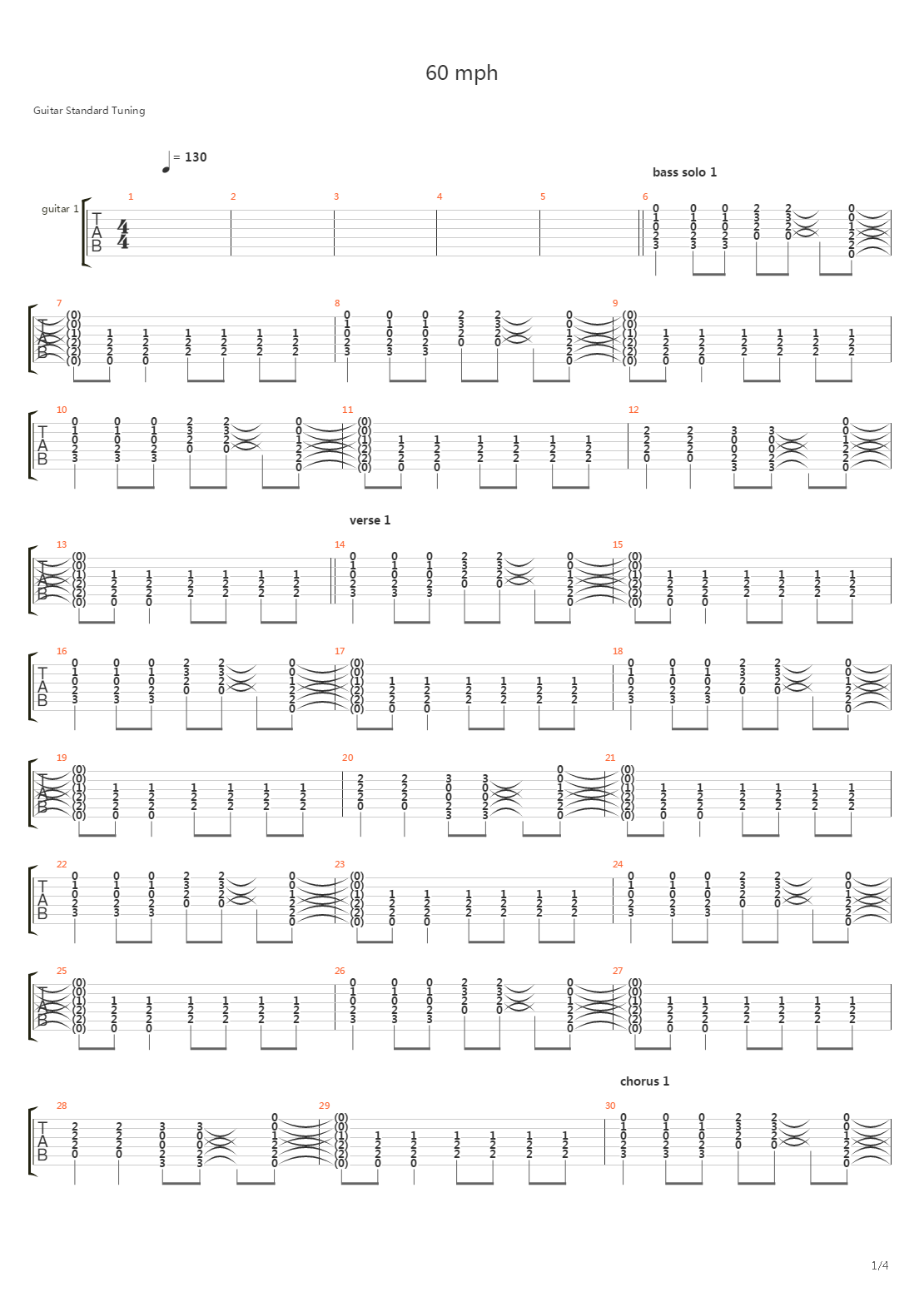 60 Mph吉他谱