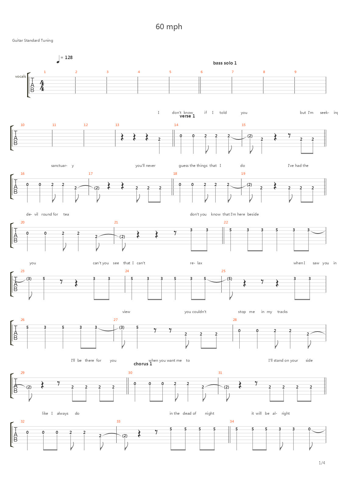 60 Mph吉他谱