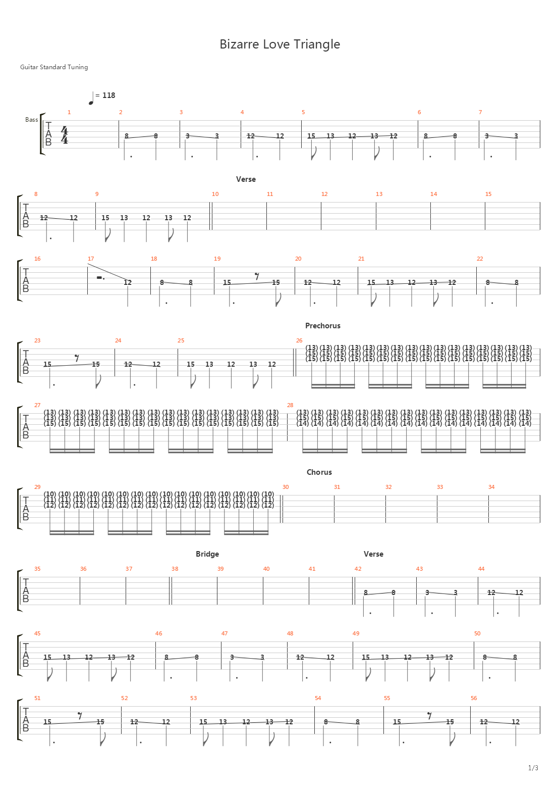Bizarre Love Triangle吉他谱