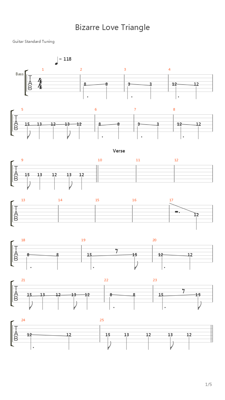 Bizarre Love Triangle吉他谱