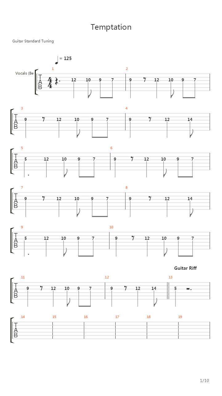 Temptation吉他谱