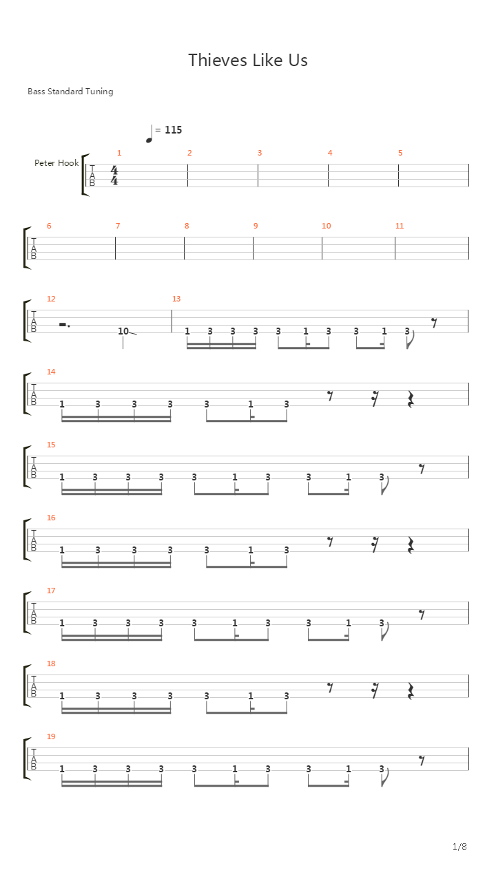 Thieves Like Us吉他谱