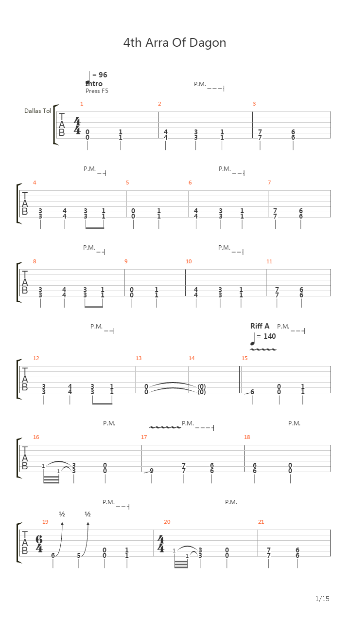 4th Arra Of Dagon吉他谱