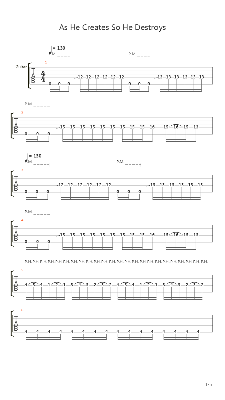 As He Creates So He Destroys吉他谱