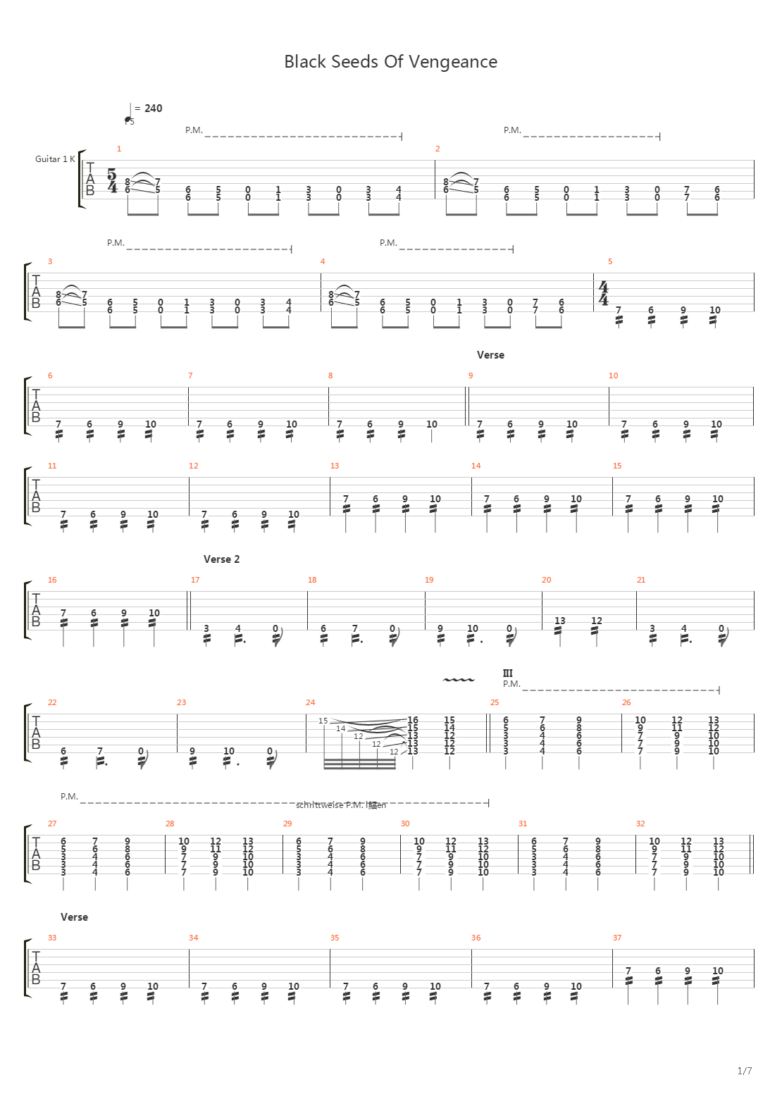 Black Seeds Of Vengeance吉他谱