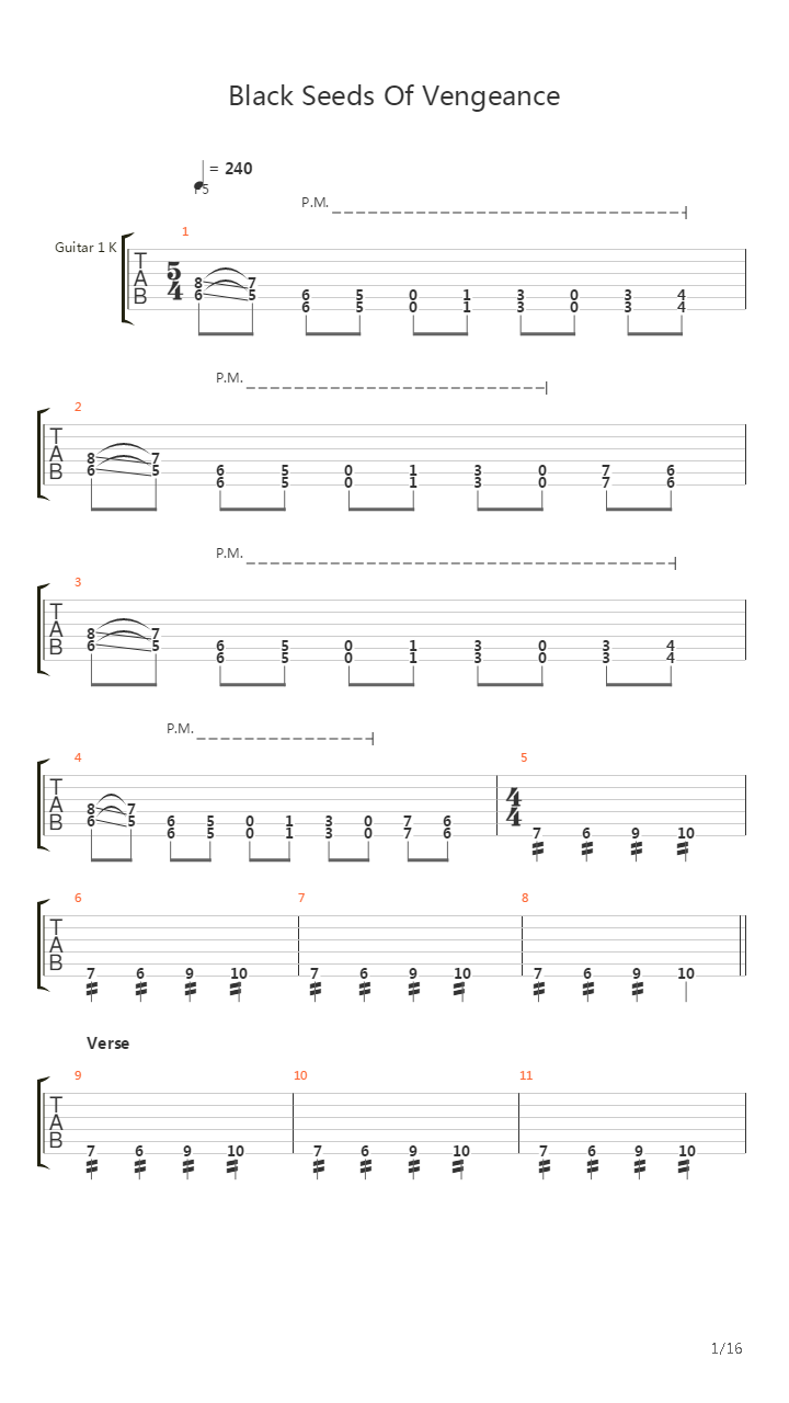 Black Seeds Of Vengeance吉他谱