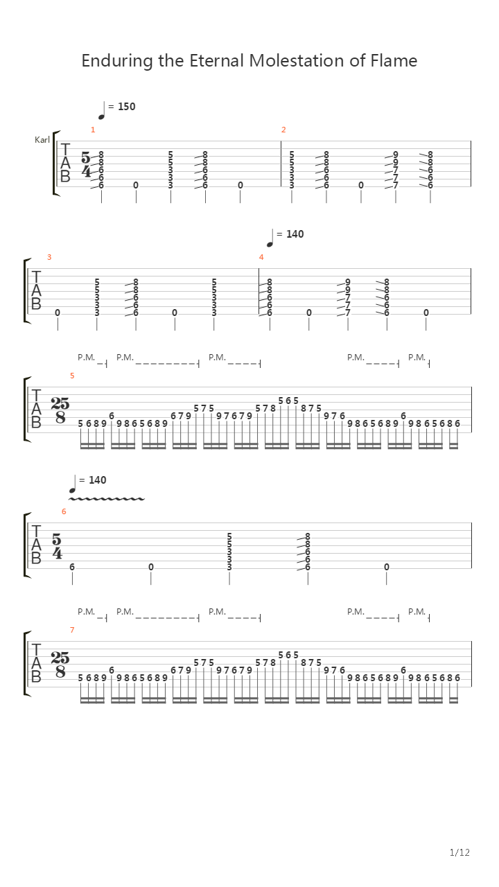 Enduring The Eternal Molestation Of Flame吉他谱