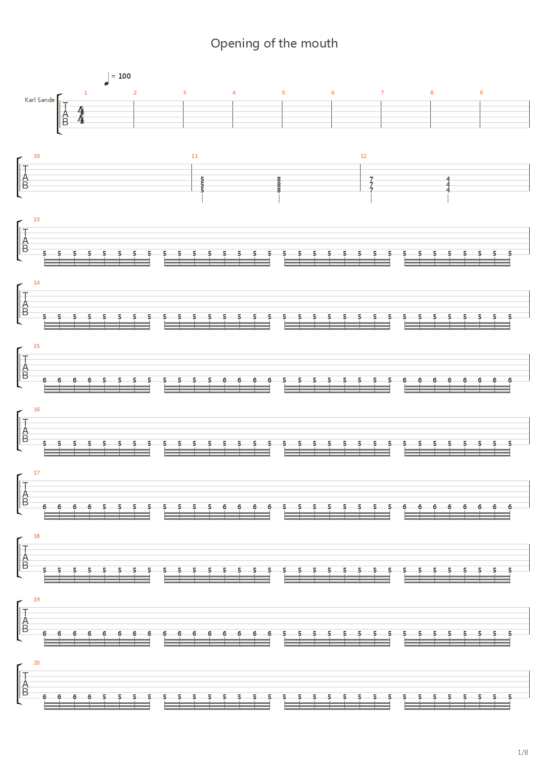 Opening Of The Mouth吉他谱