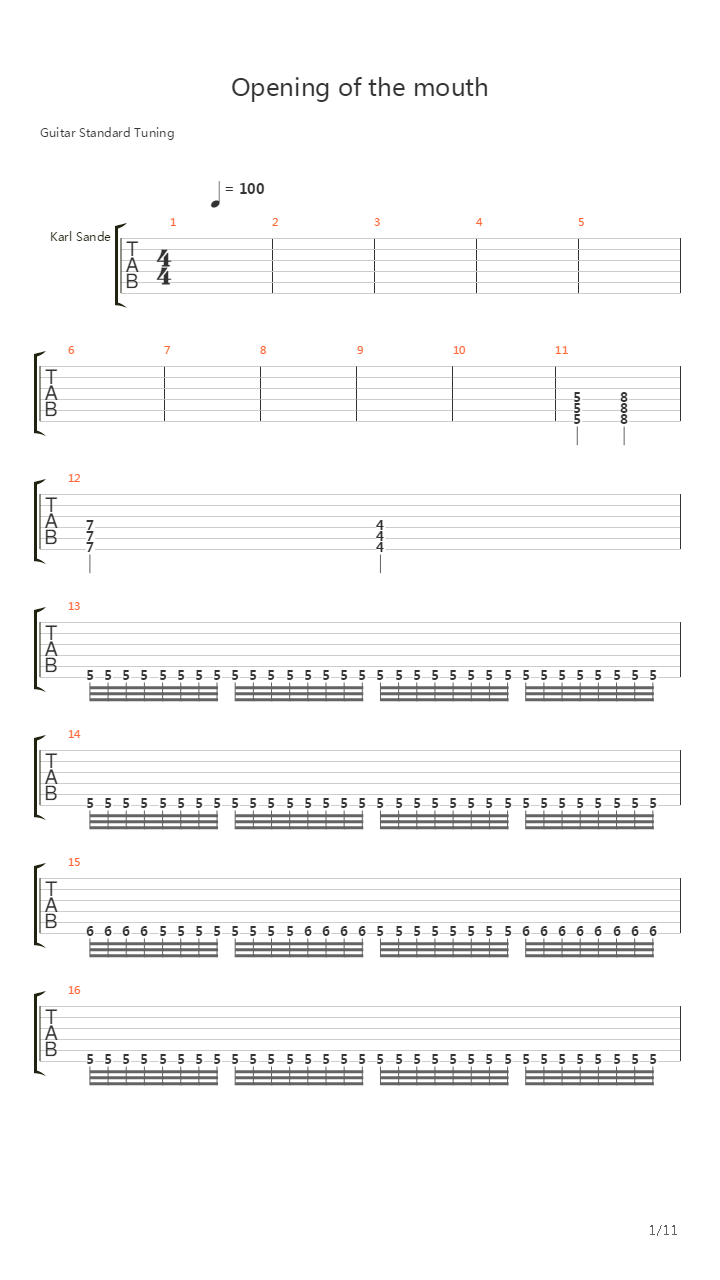 Opening Of The Mouth吉他谱