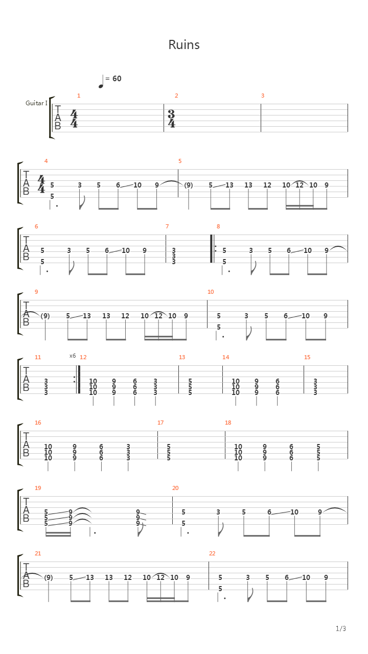 Ruins吉他谱