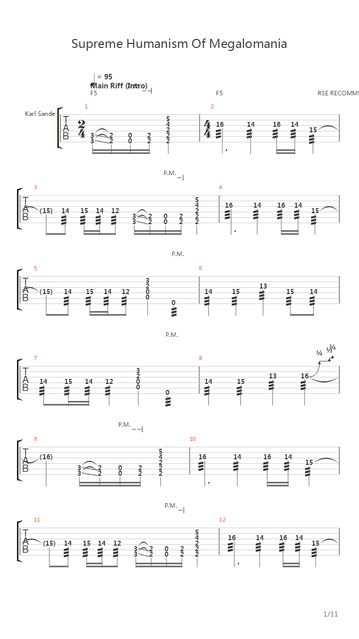 Supreme Humanism Of Megalomania吉他谱