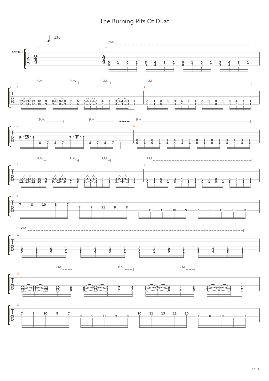 The Burning Pits Of The Duat吉他谱