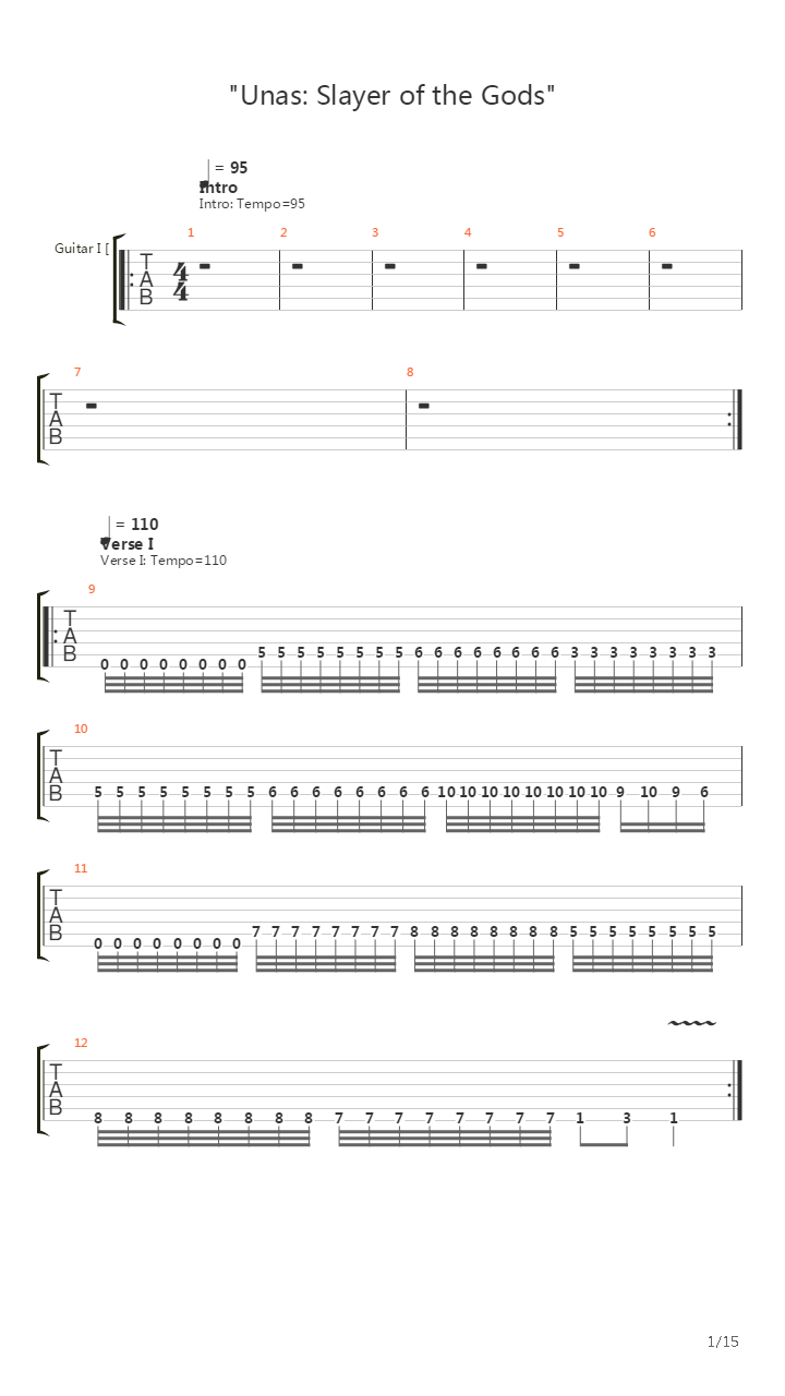 Unas Slayer Of The Gods吉他谱