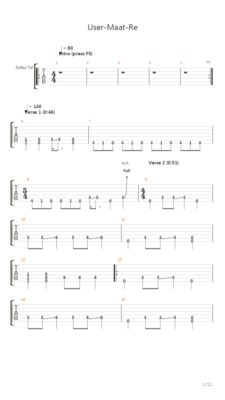 User-maat-re吉他谱