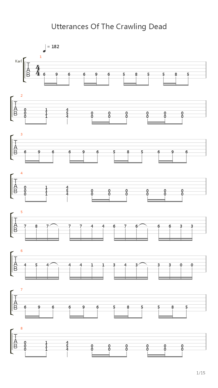Utterances Of The Crawling Dead吉他谱