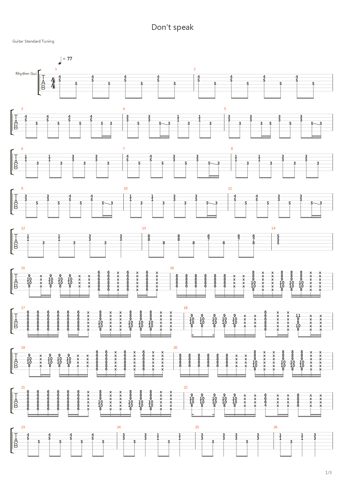 Dont Speak吉他谱