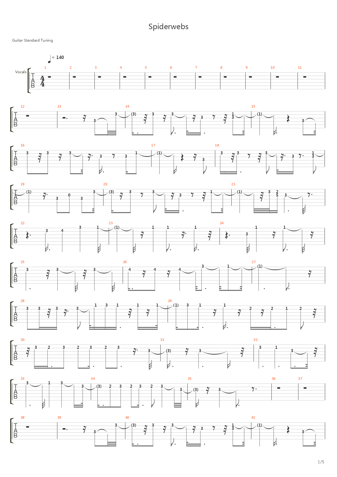 Spiderwebs吉他谱