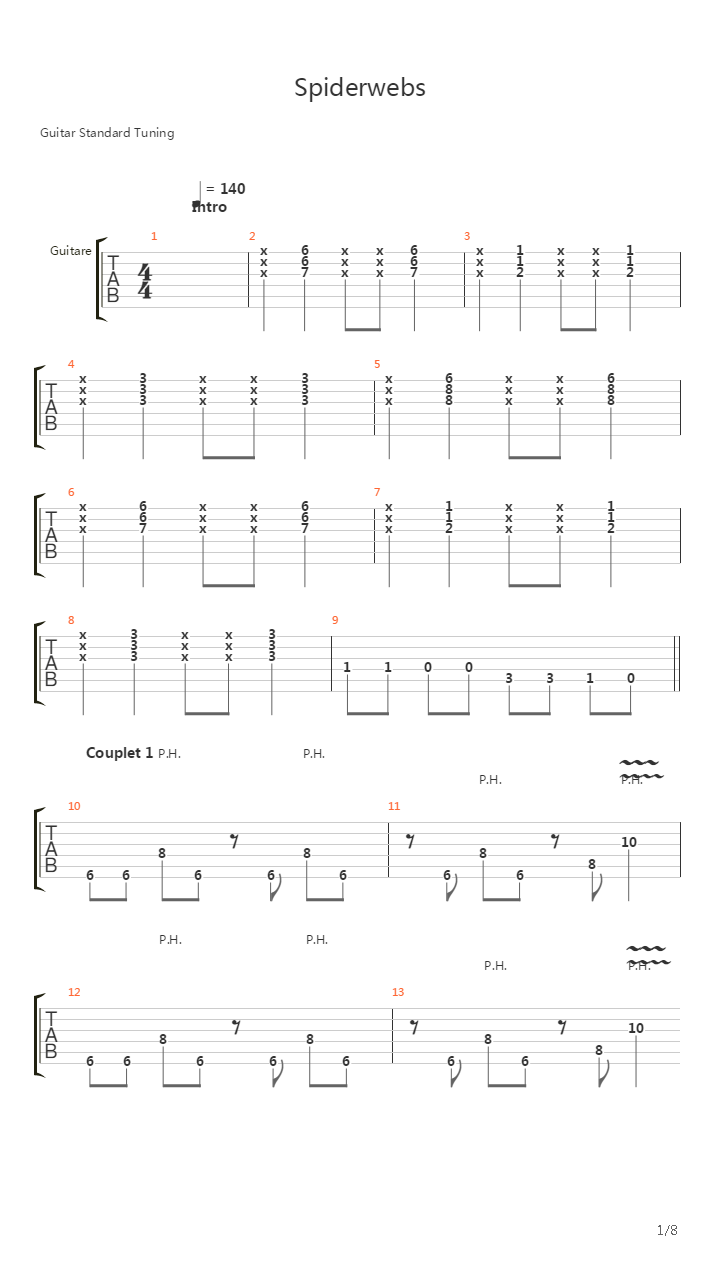 Spiderwebs吉他谱