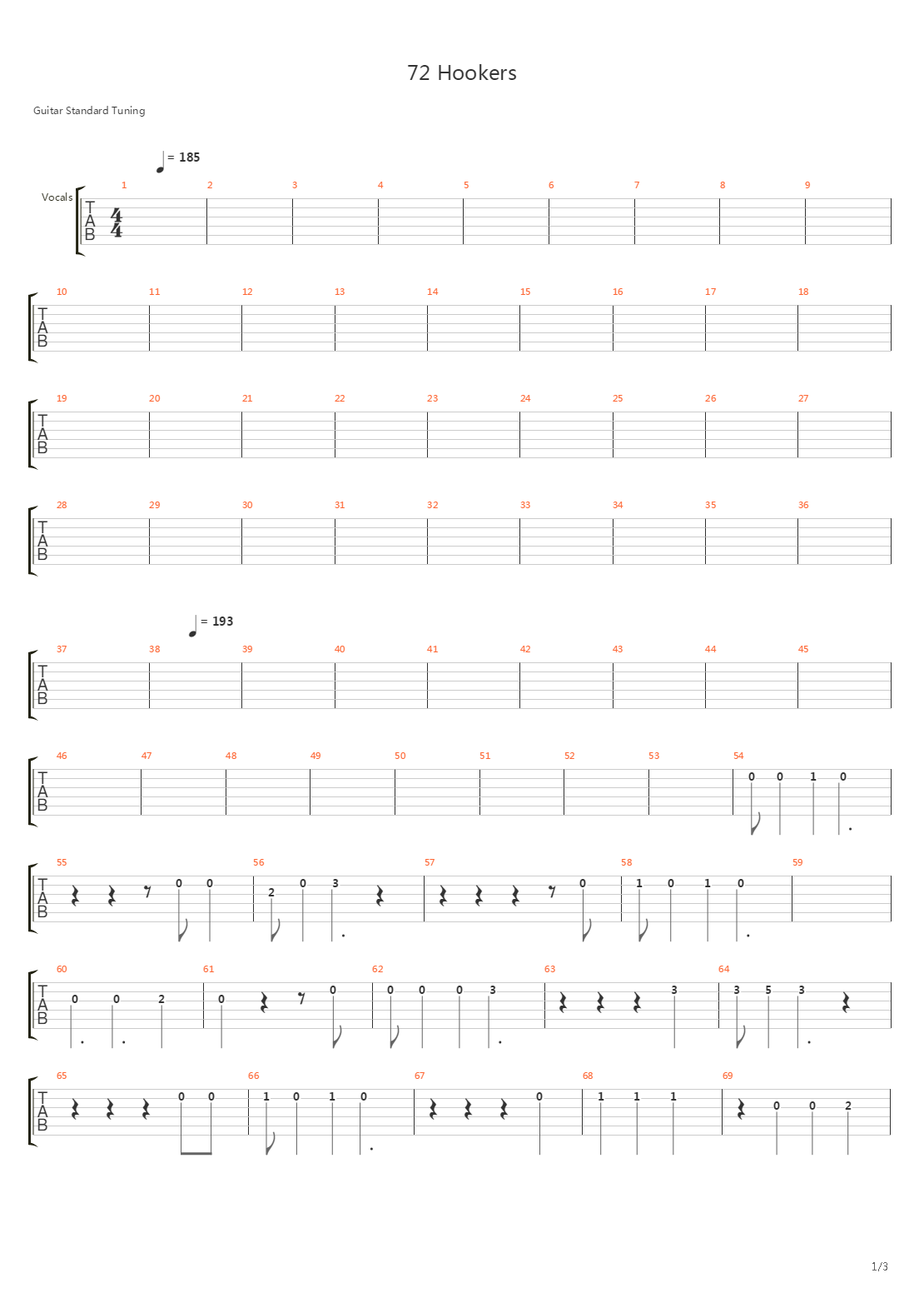 72 Hookers吉他谱
