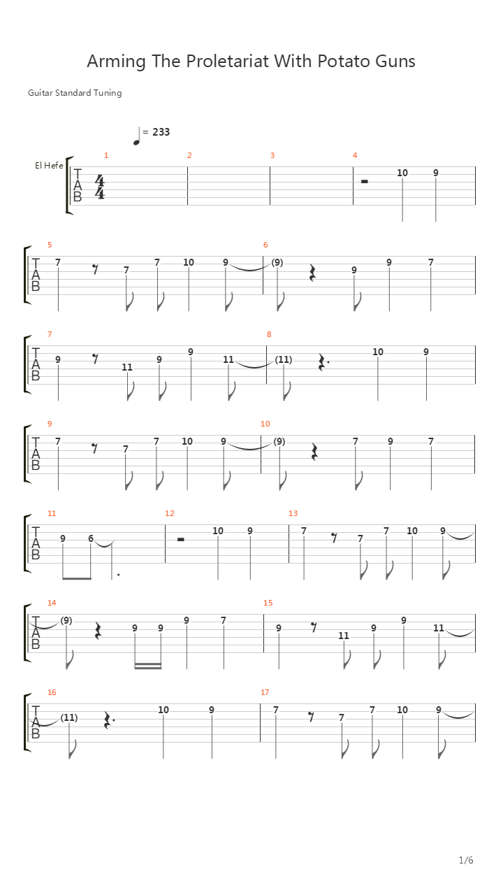Arming The Proletariat With Potato Guns吉他谱