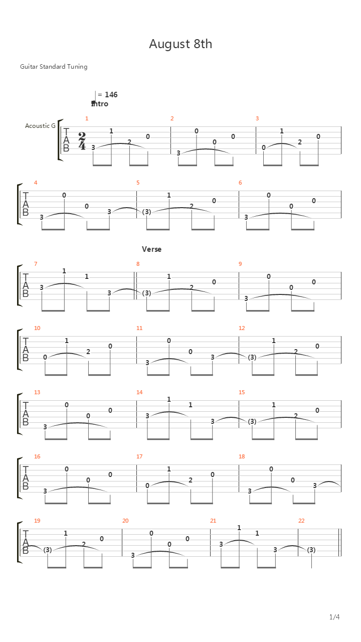 August 8th吉他谱