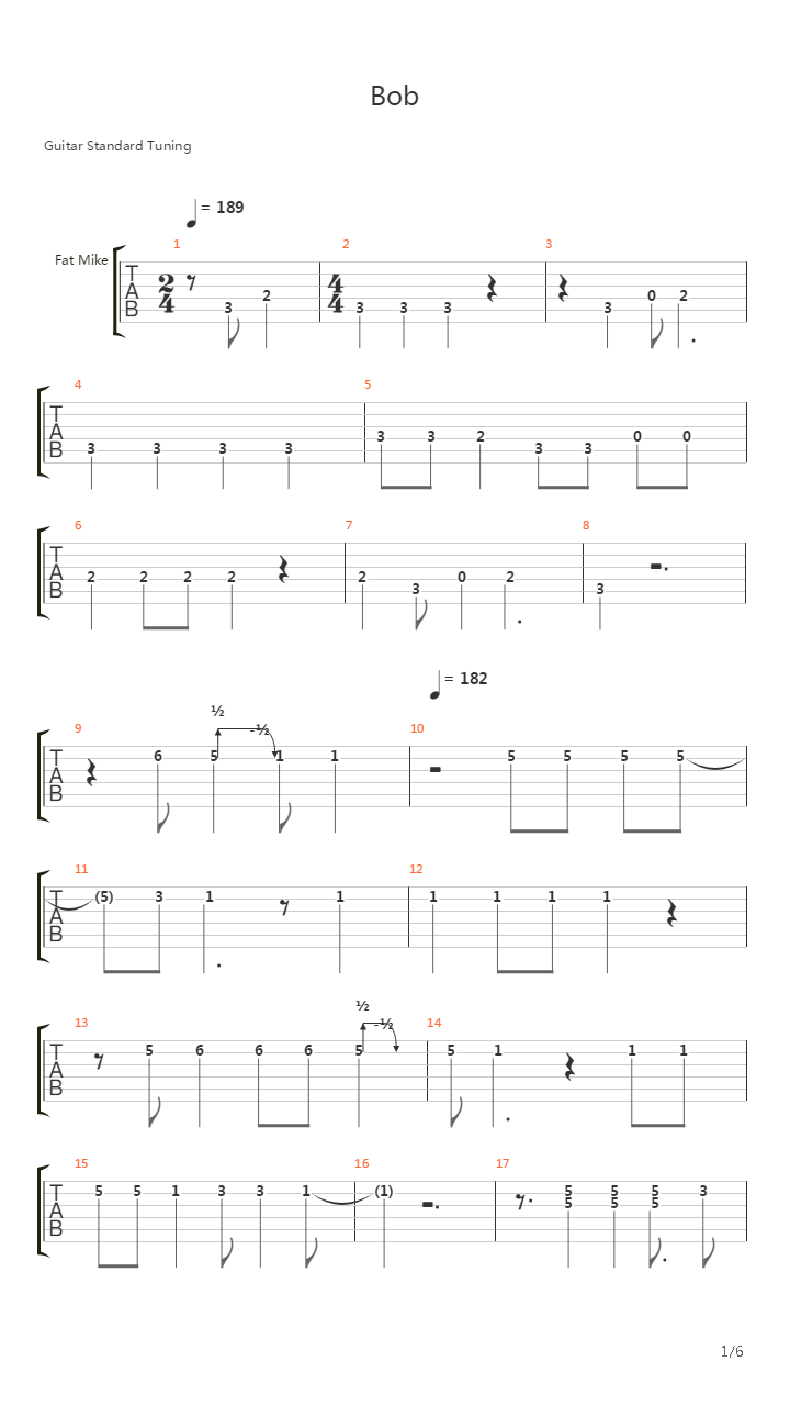 Bob吉他谱