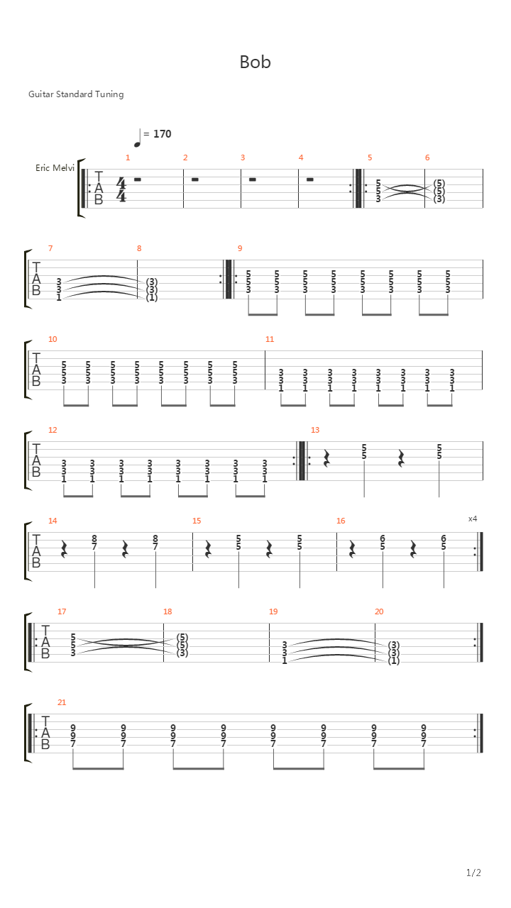 Bob吉他谱