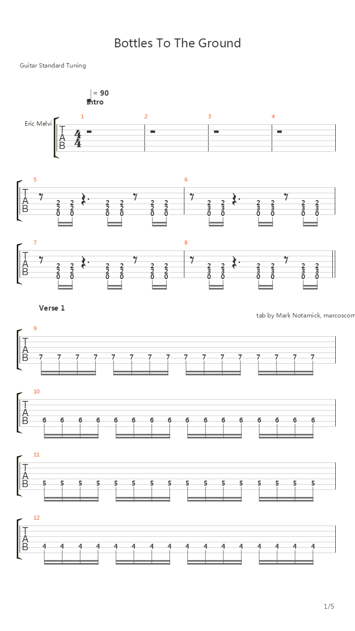 Bottles To The Ground吉他谱