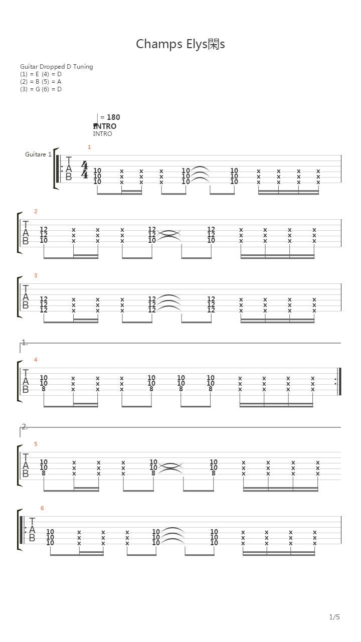 Champs Elyses吉他谱