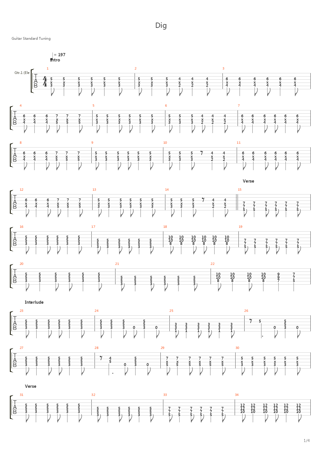 Dig吉他谱